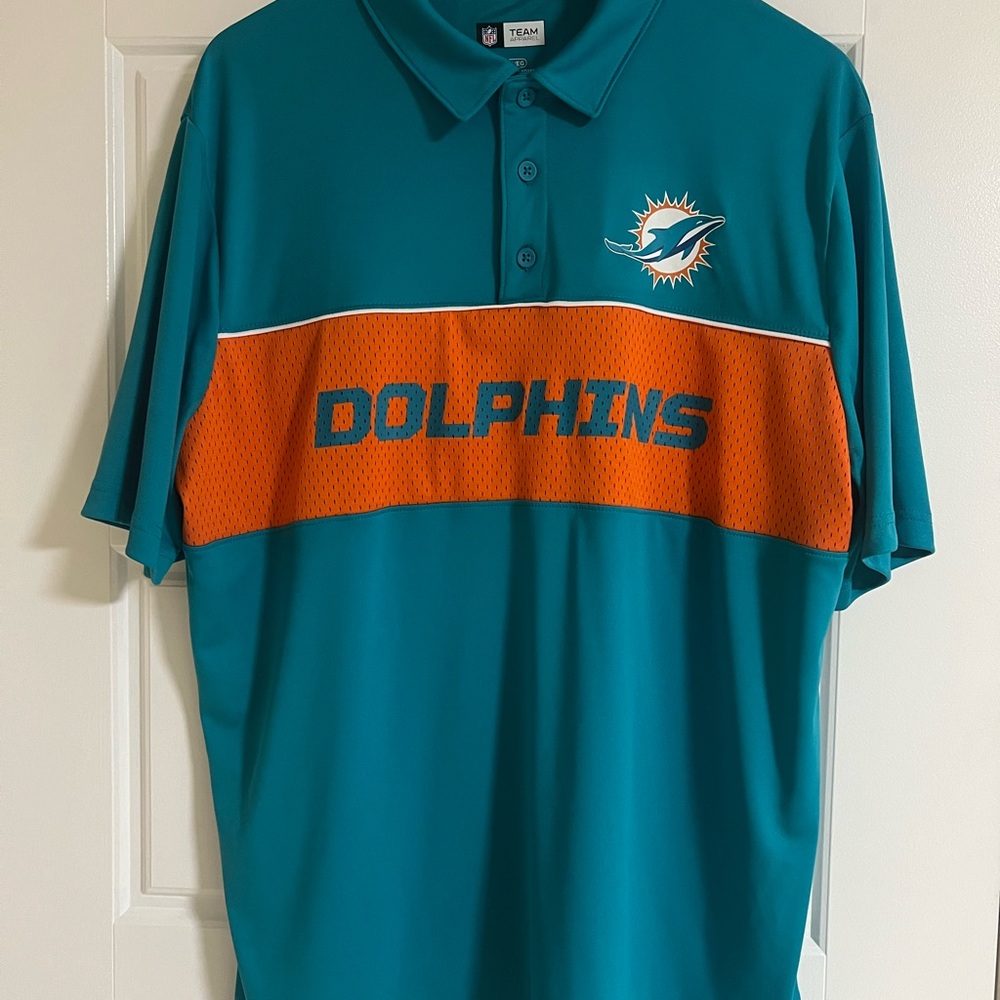 Team Apparel Xl Mens  Dolphins Teal and Orange Polo Shirt